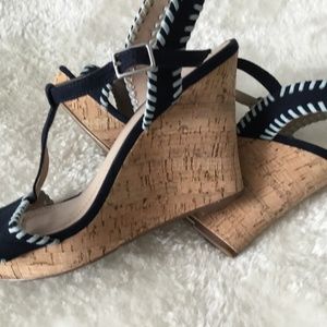 Charles David open toe wedge ankle strap sandals